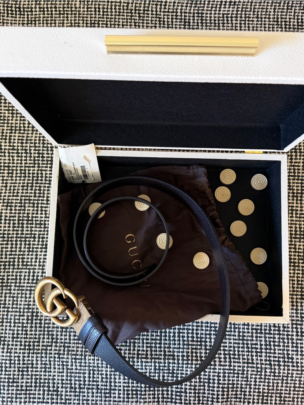 Gucci Men's reversible GG gold buckle brown and black size 100